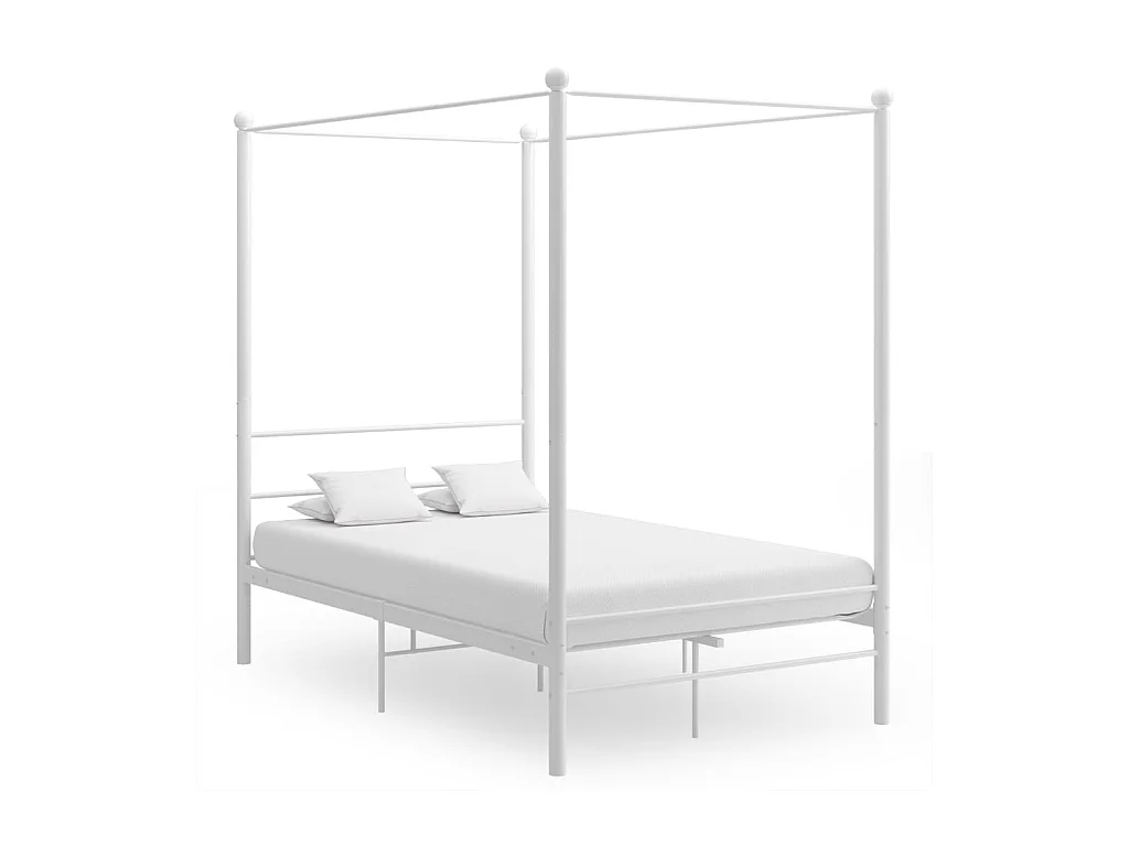 Struttura letto a baldacchino senza materasso in metallo bianco 120x200 cm
