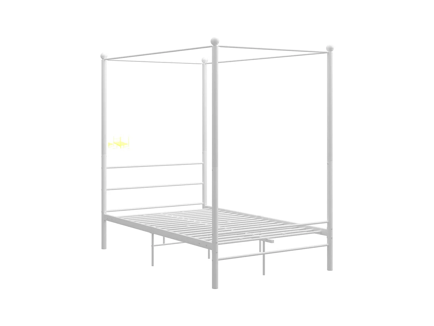Struttura letto a baldacchino senza materasso in metallo bianco 120x200 cm