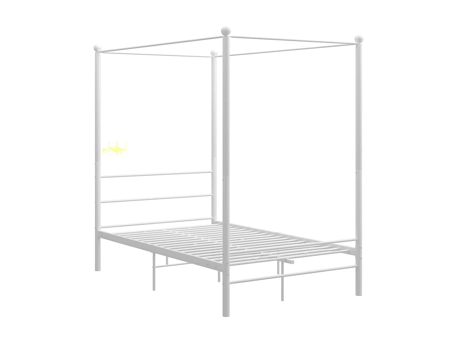 Struttura letto a baldacchino senza materasso in metallo bianco 120x200 cm
