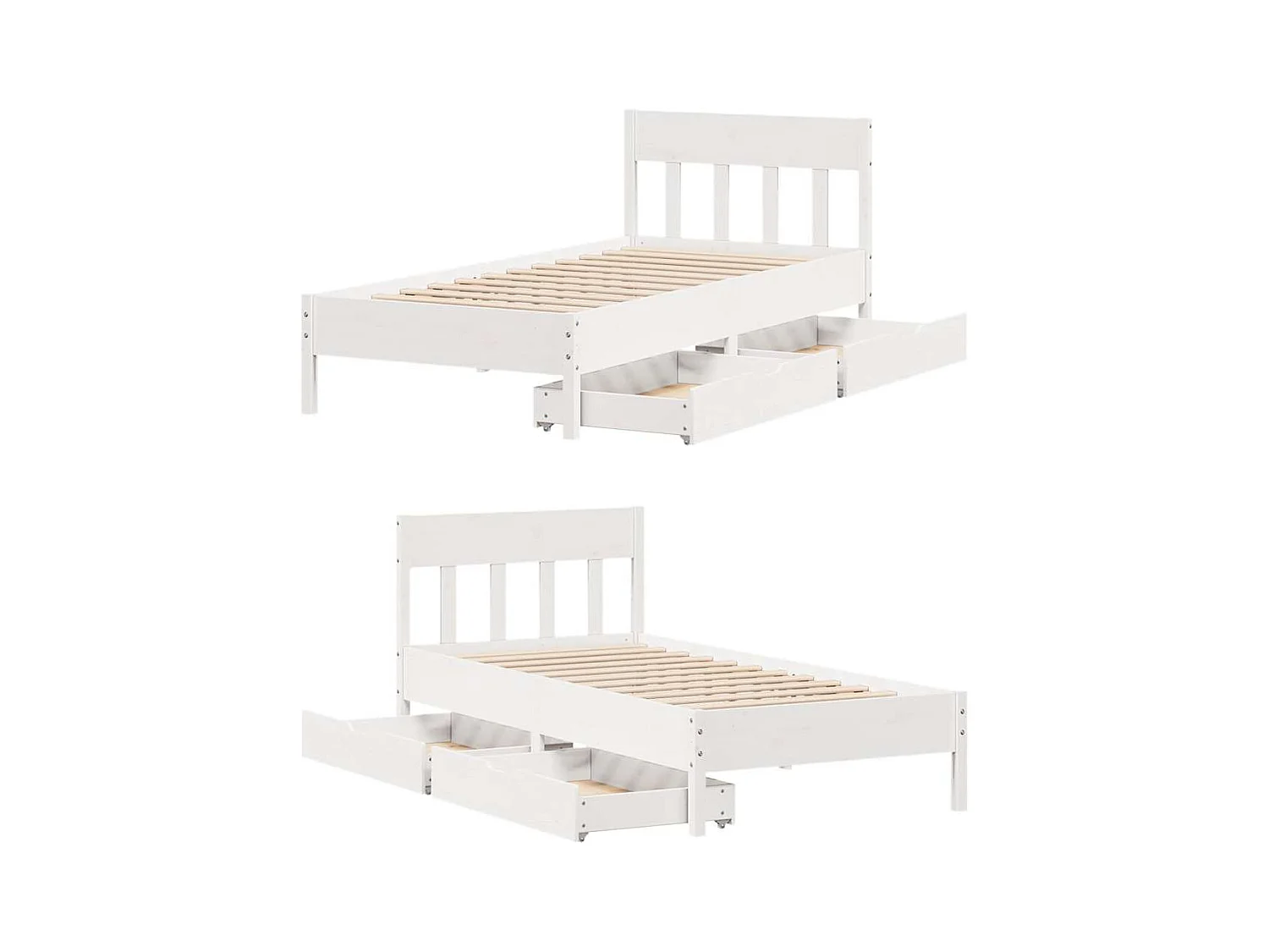 Bedframe zonder matras wit 100x200 cm massief grenenhout