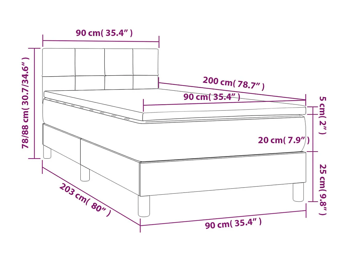 Lattenbodem met matras Crème 90x200 cm Stof