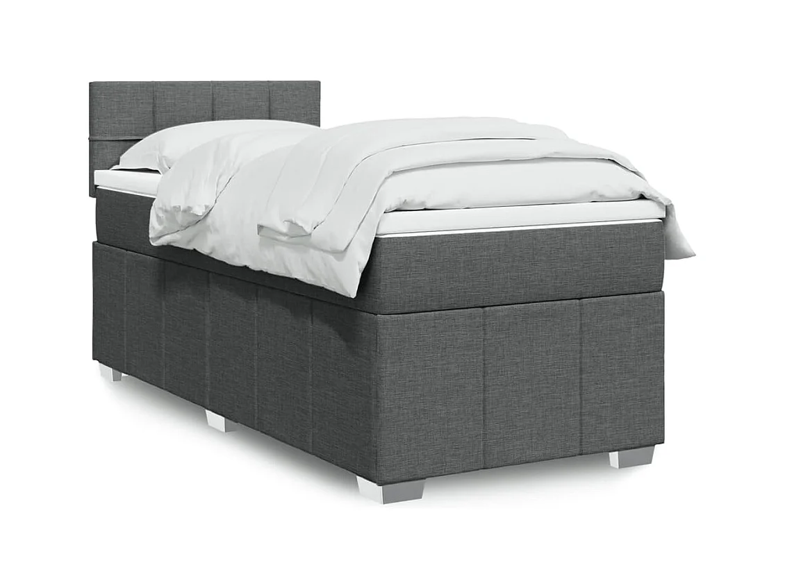 Sommier à lattes de lit avec matelas Gris foncé 80x200 cm Tissu