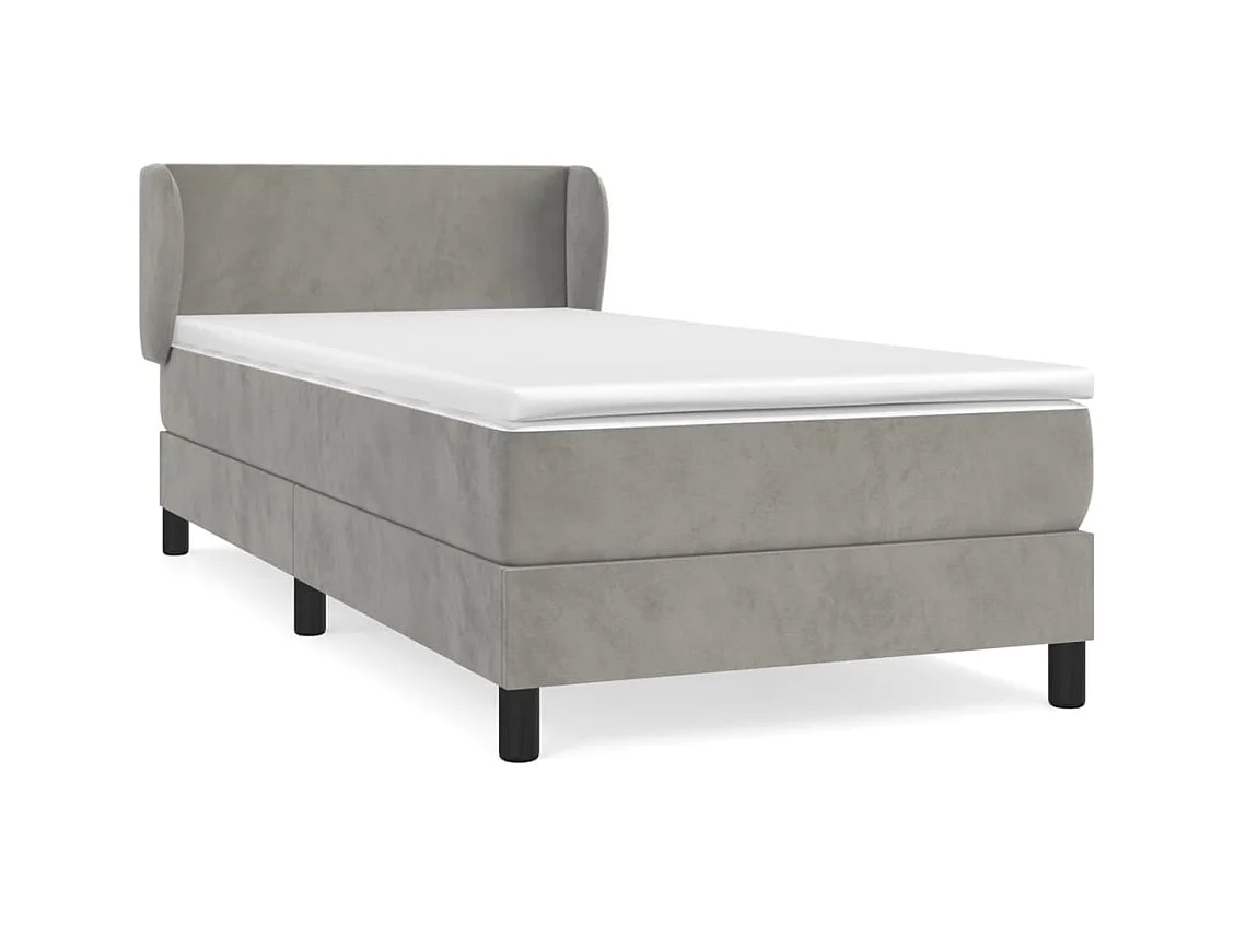 Sommier à lattes de lit et matelas Gris clair 80x200 cm Velours