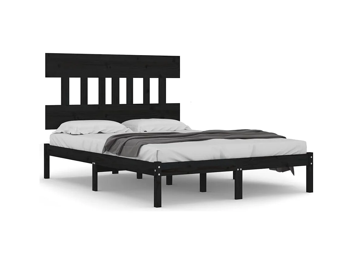 Struttura letto senza materasso nero 140x190 cm in legno massello