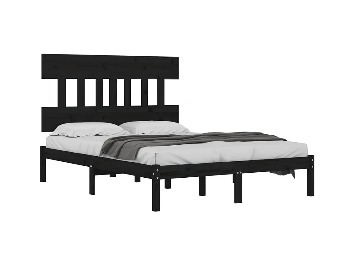 Struttura letto senza materasso nero 140x190 cm in legno massello