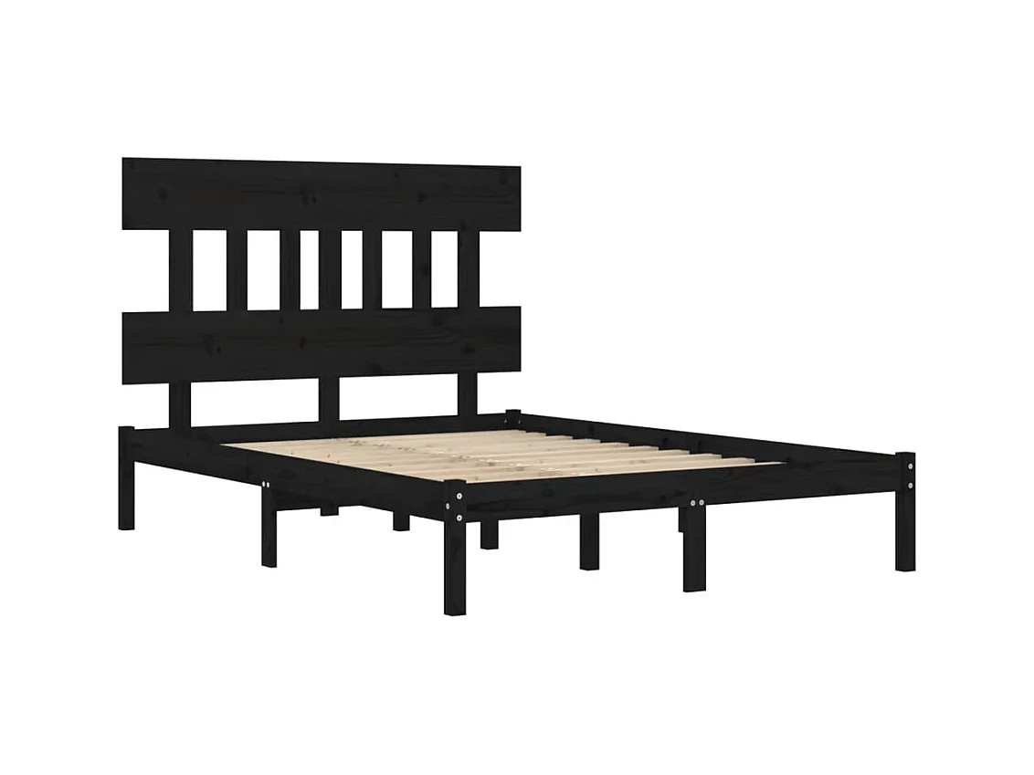 Struttura letto senza materasso nero 140x190 cm in legno massello
