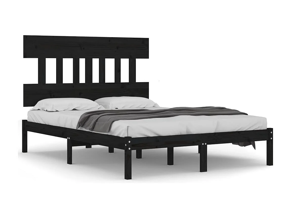Struttura letto senza materasso nero 140x190 cm in legno massello