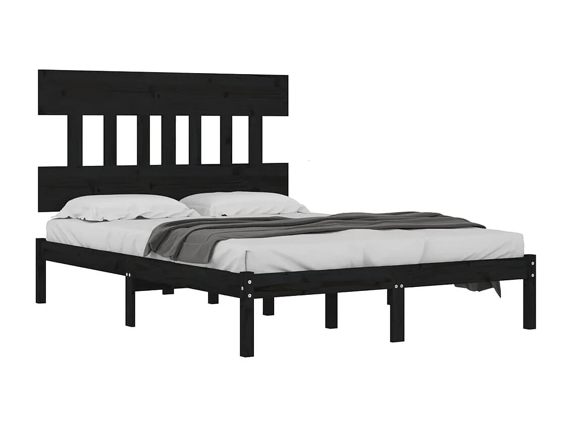 Struttura letto senza materasso nero 140x190 cm in legno massello