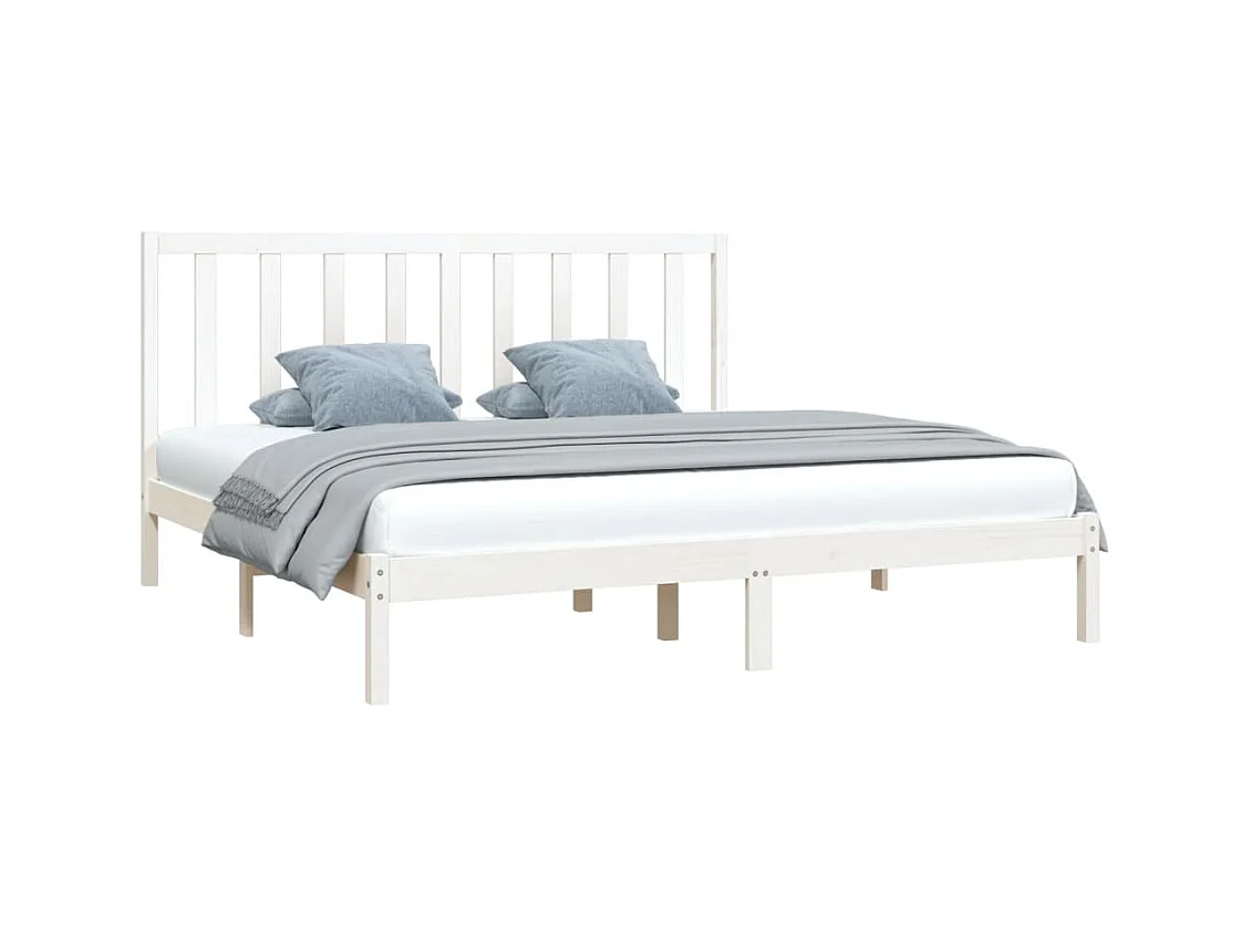 Cadre de lit sans matelas blanc bois massif de pin 200x200 cm