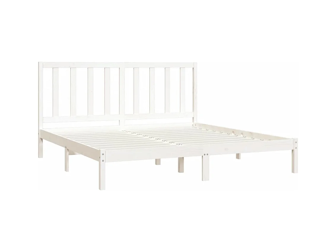 Cadre de lit sans matelas blanc bois massif de pin 200x200 cm