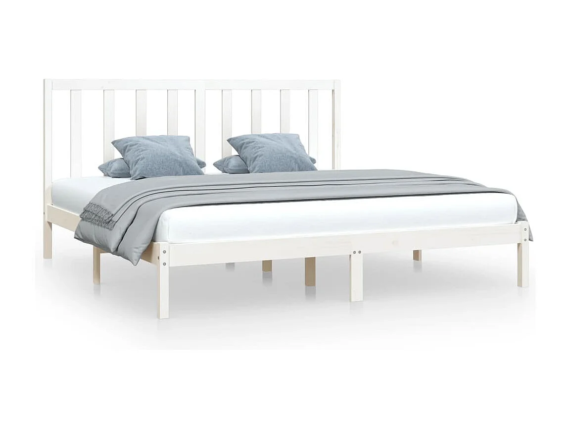 Bedframe zonder matras wit massief grenenhout 200x200 cm