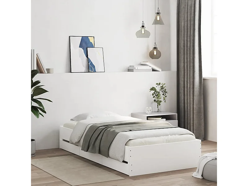 Struttura letto con cassetti senza materasso bianco 100x200 cm