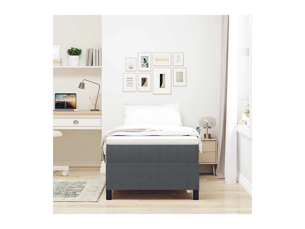 Donkergrijs en wit boxspringbed 203 x 100 x 60 cm