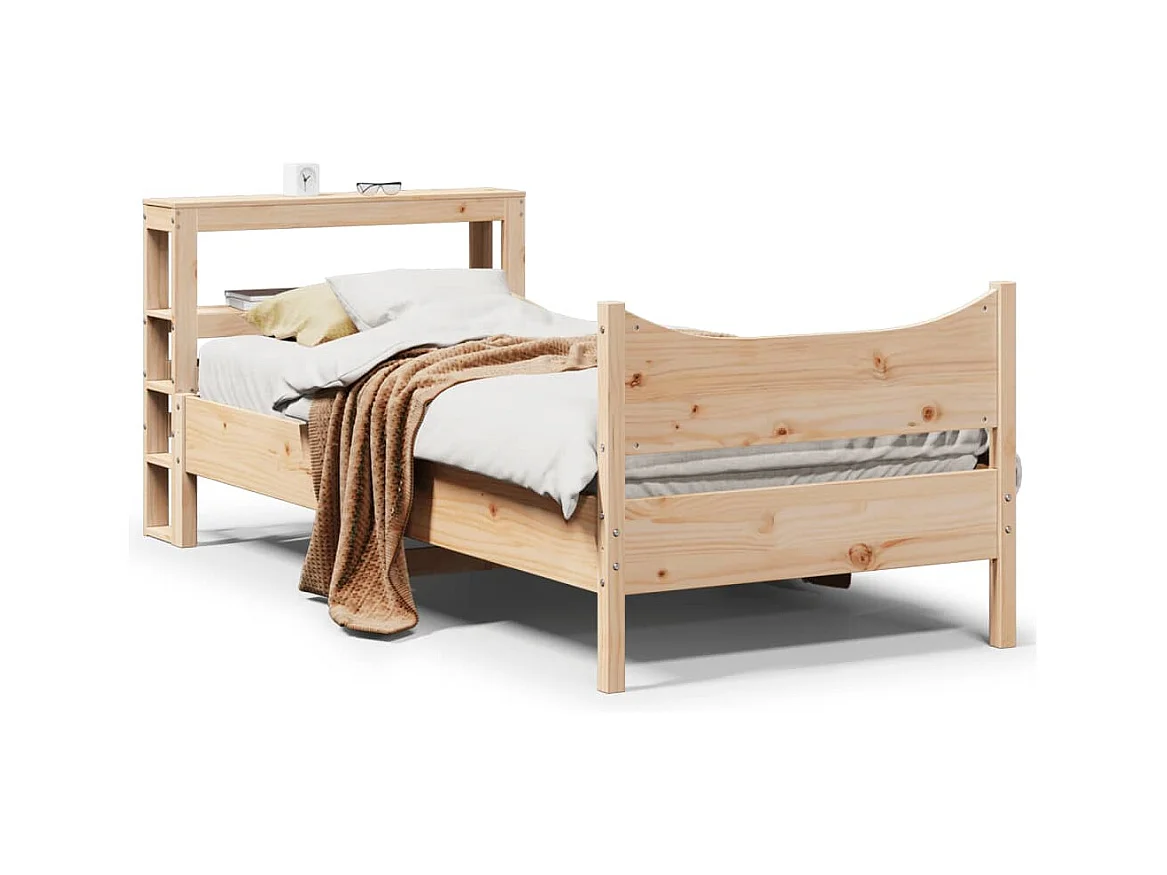 Bedframe met hoofdbord 75x190 cm massief grenenhout