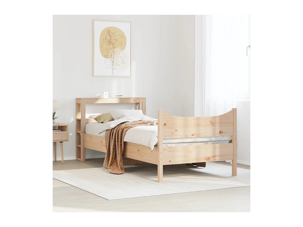 Bedframe met hoofdbord 75x190 cm massief grenenhout