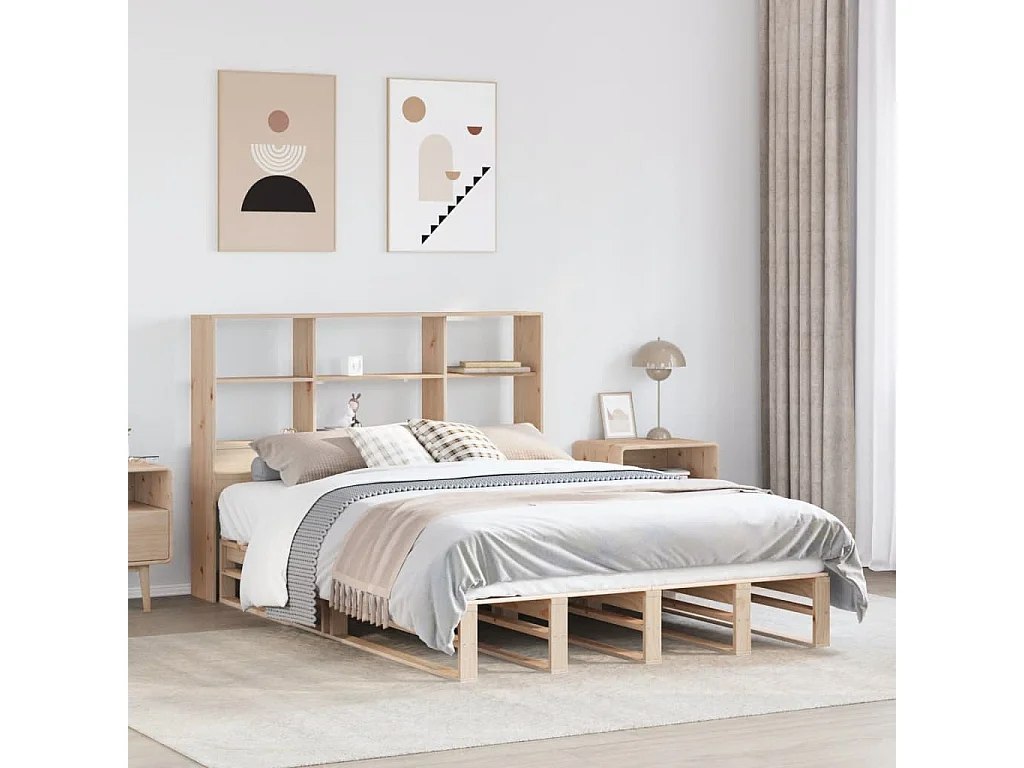 Letto a libreria senza materasso 160x200 cm in legno massello