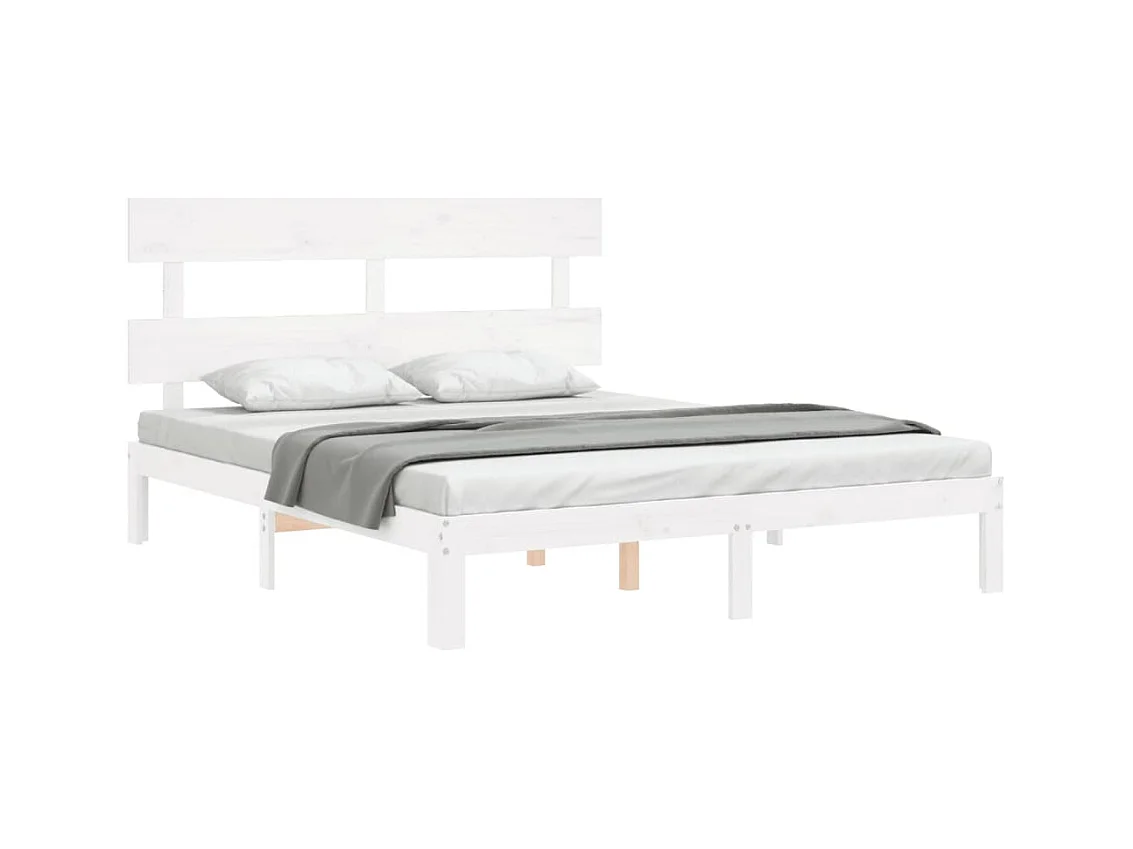 Cadre de lit sans matelas blanc 160x200 cm bois de pin massif