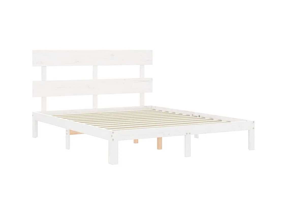 Cadre de lit sans matelas blanc 160x200 cm bois de pin massif