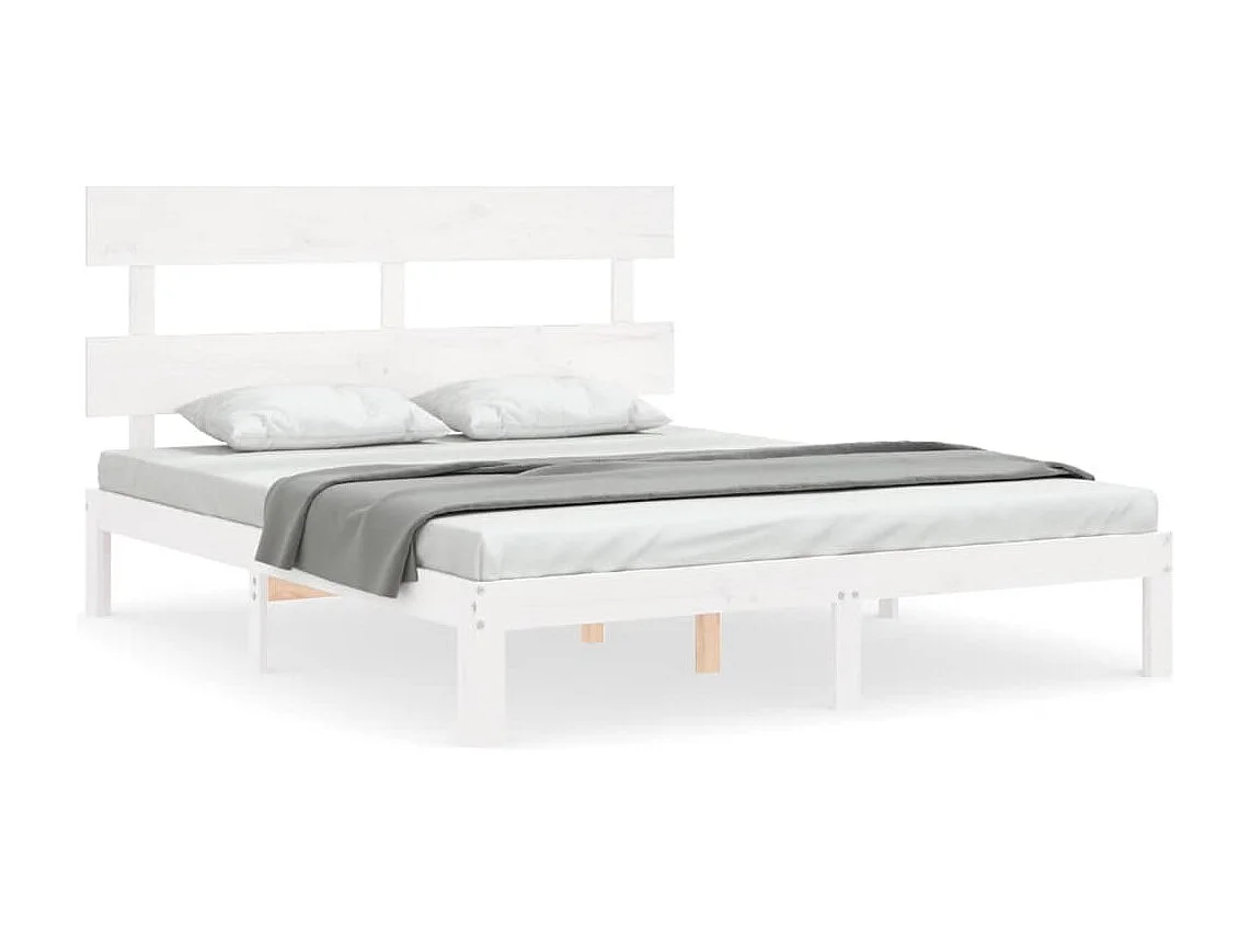 Cadre de lit sans matelas blanc 160x200 cm bois de pin massif