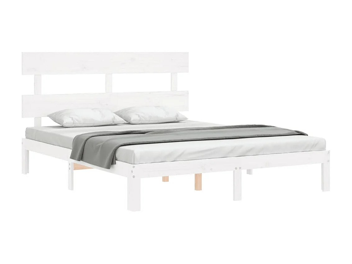 Cadre de lit sans matelas blanc 160x200 cm bois de pin massif