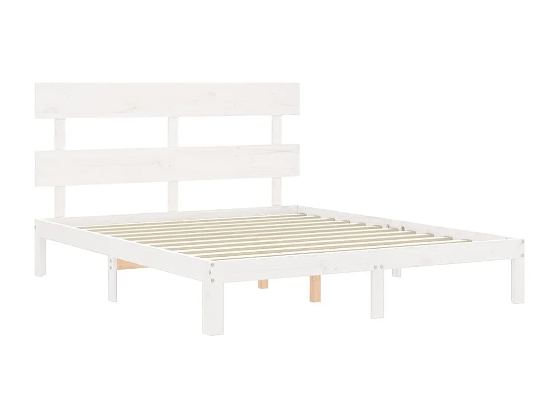 Cadre de lit sans matelas blanc 160x200 cm bois de pin massif