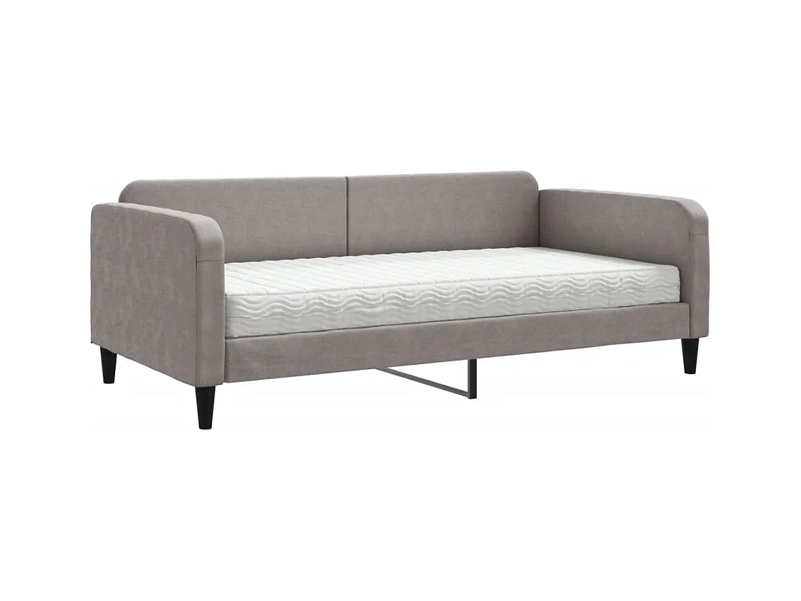 Lit de jour avec matelas taupe 100x200 cm tissu
