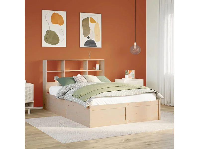 Estructura de cama sin colchón 120x190 cm madera maciza de pino