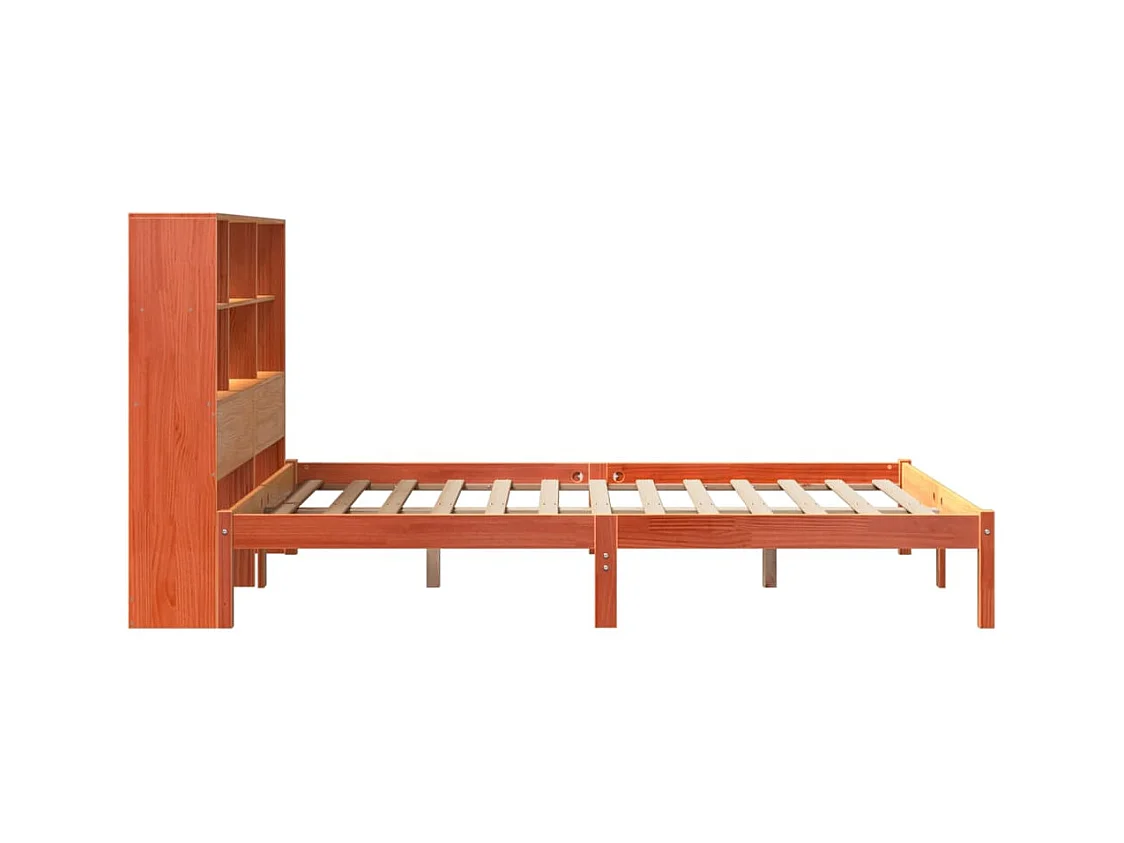 Cama biblioteca sin colchón marrón cera 140x190 cm pino macizo