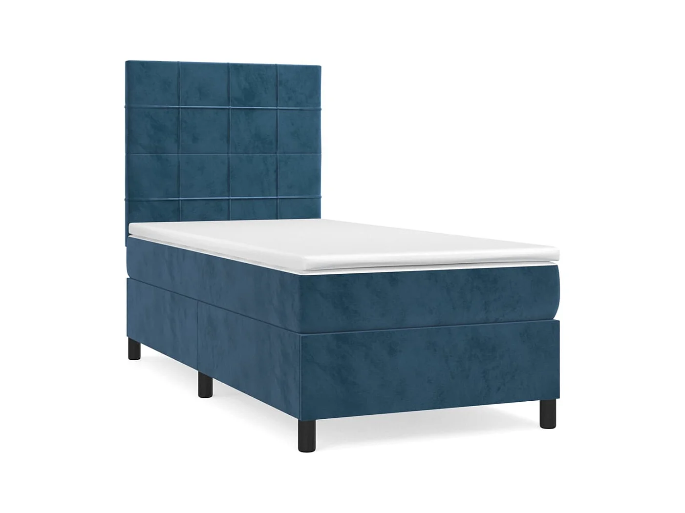 Donkerblauwe 80x200 cm fluwelen lattenbodem en matras