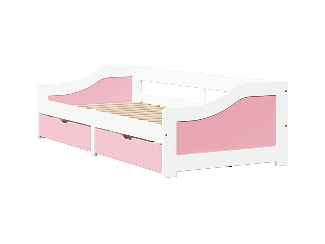 Dagbed met 2 lades zonder matras IRUN wit roze 90x200 cm