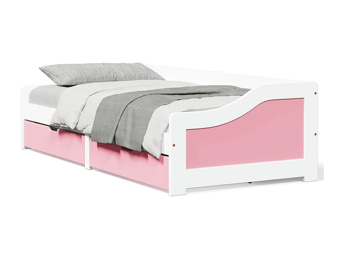 Lit de jour et 2 tiroirs sans matelas IRUN blanc rose 90x200 cm