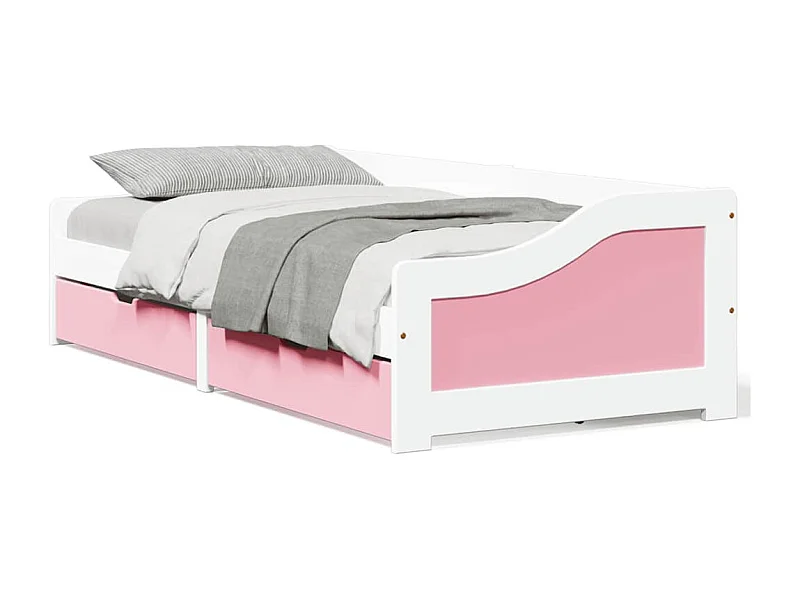 Divano letto e 2 cassetti senza materasso IRUN bianco rosa 90x200 cm