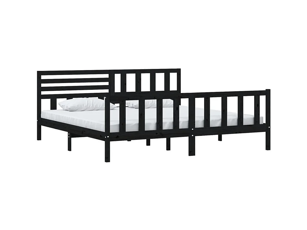 Struttura letto senza materasso in legno massello nero 200x200 cm
