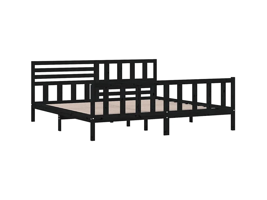 Struttura letto senza materasso in legno massello nero 200x200 cm