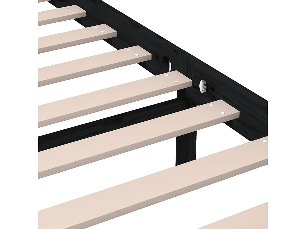 Struttura letto senza materasso in legno massello nero 200x200 cm
