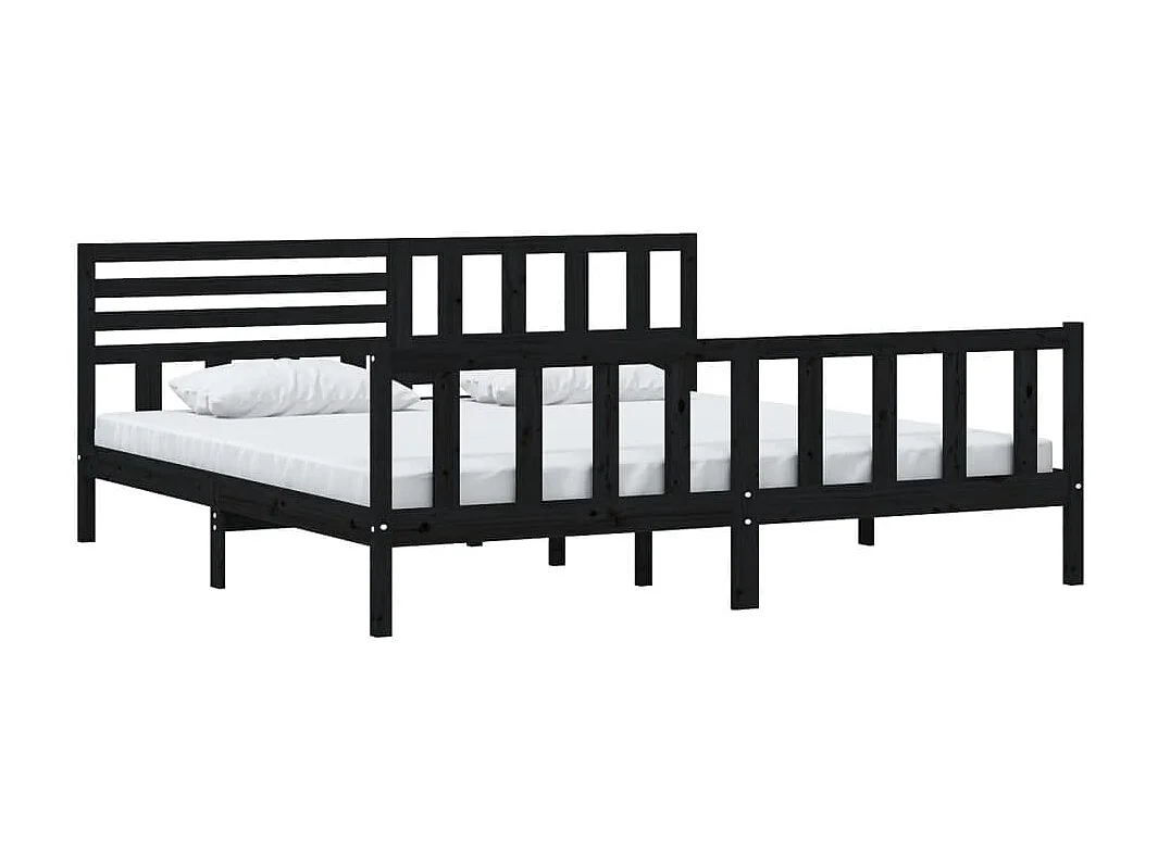 Struttura letto senza materasso in legno massello nero 200x200 cm