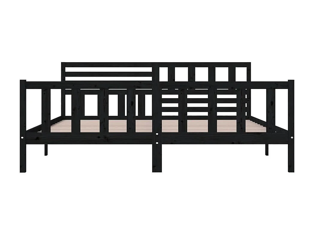 Struttura letto senza materasso in legno massello nero 200x200 cm