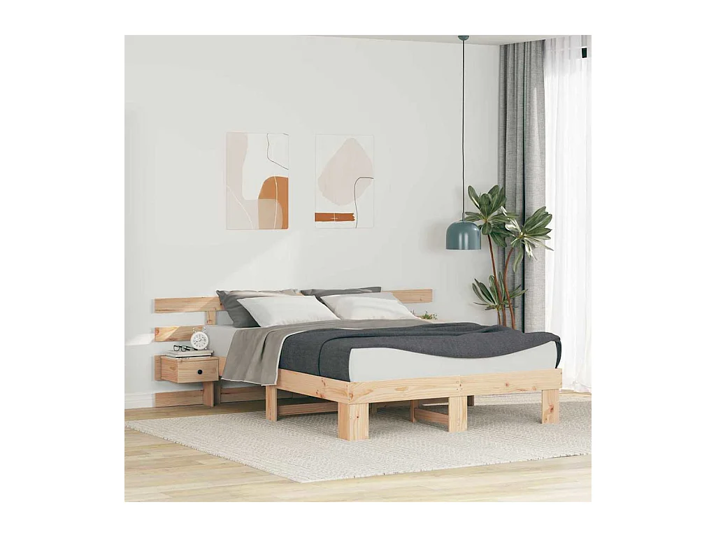 Struttura letto con cassetto Marrone 150 x 200 cm Legno massello di pino