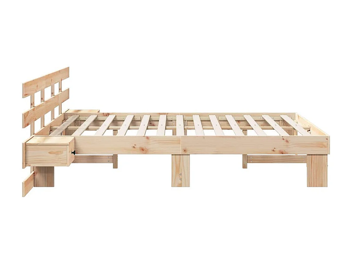 Struttura letto con cassetto Marrone 150 x 200 cm Legno massello di pino