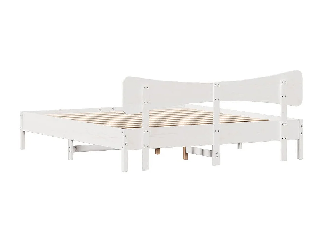 Estructura de cama sin colchón blanca 180x200 cm madera maciza de pino