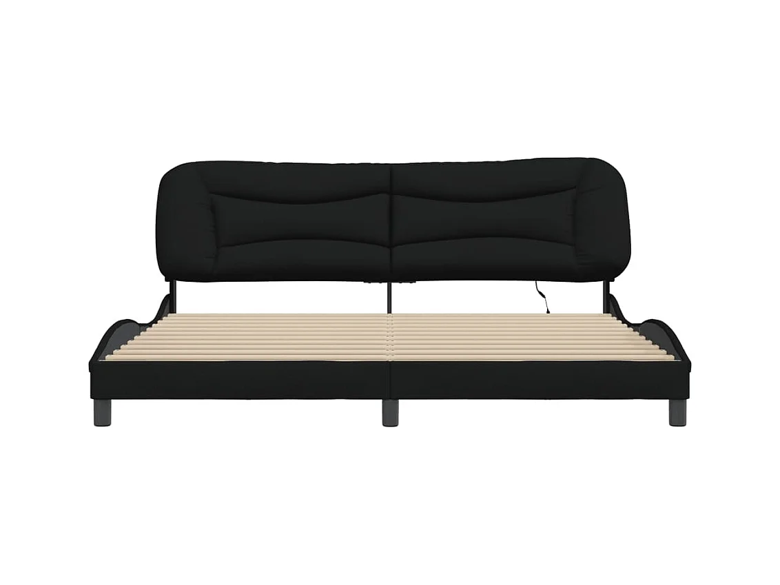 Bettgestell mit LED ohne Matratze schwarz 200x200 cm Stoff