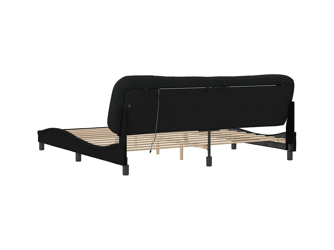 Bettgestell mit LED ohne Matratze schwarz 200x200 cm Stoff