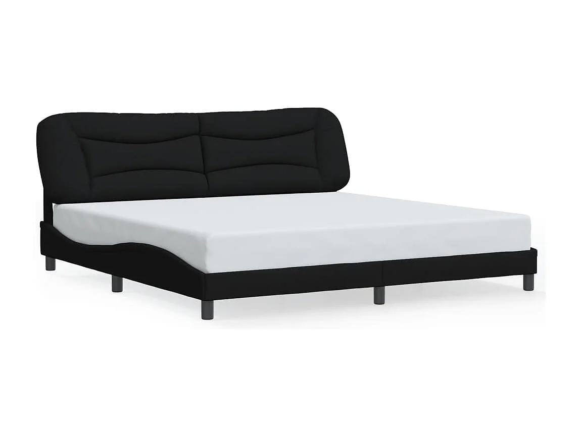 Cadre de lit avec LED sans matelas noir 200x200 cm tissu