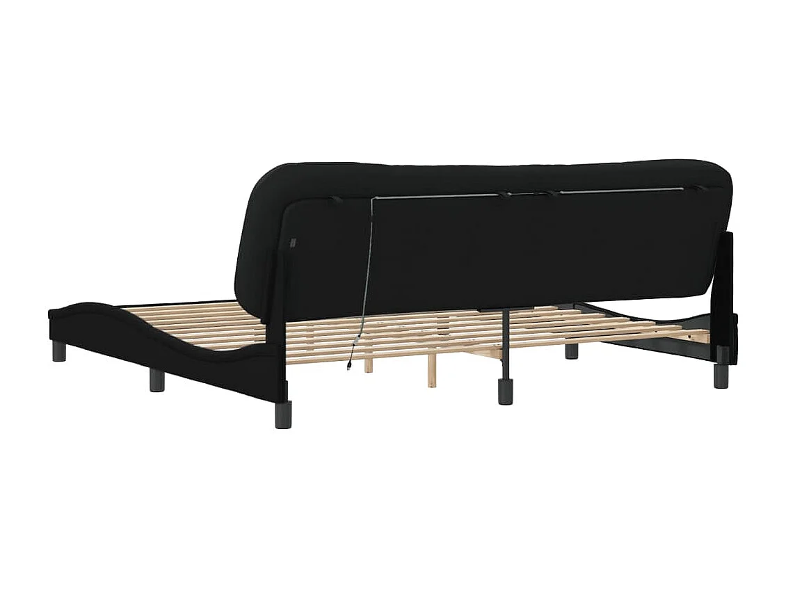 Cadre de lit avec LED sans matelas noir 200x200 cm tissu