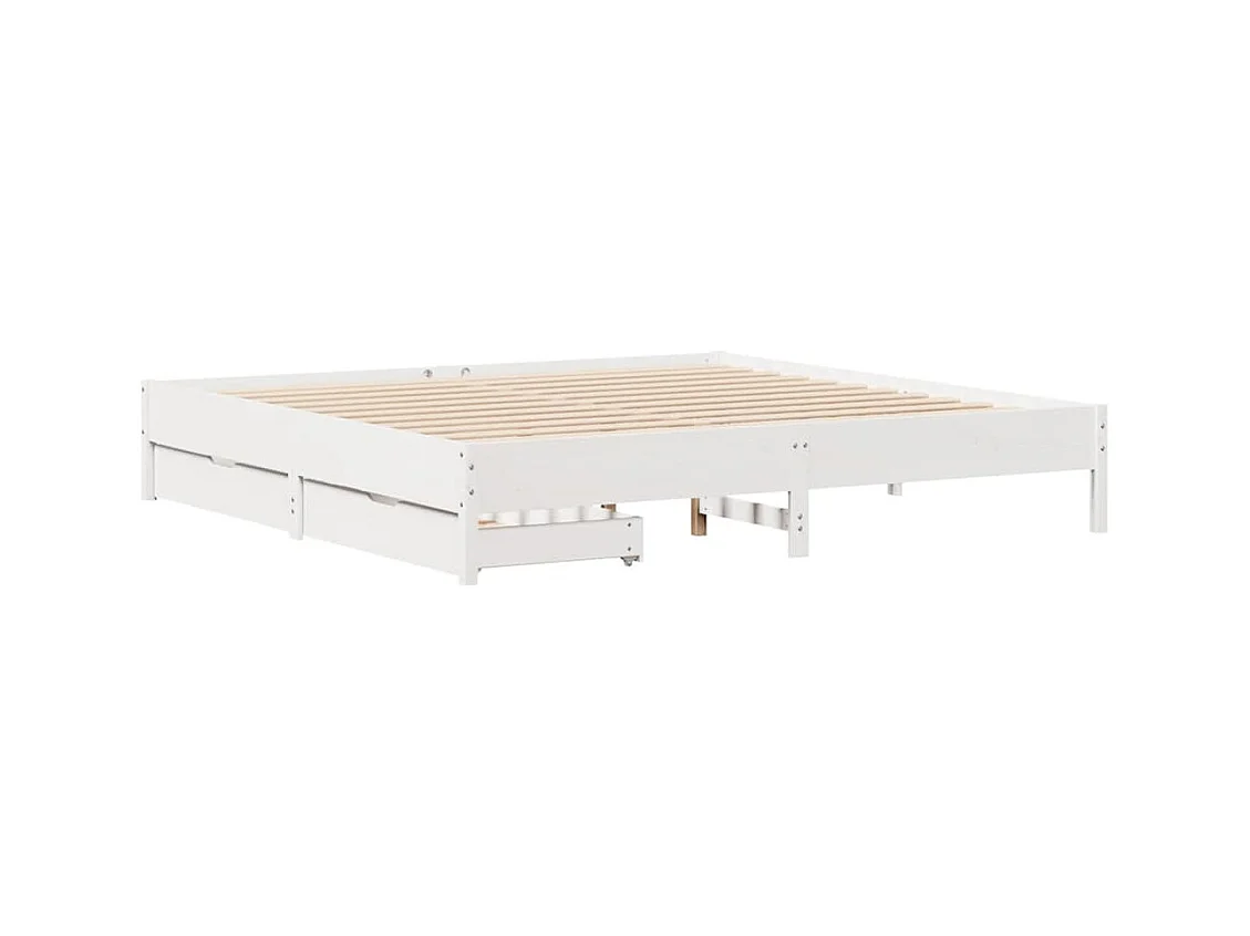 Estructura de cama sin colchón blanca 180x200 cm madera maciza de pino