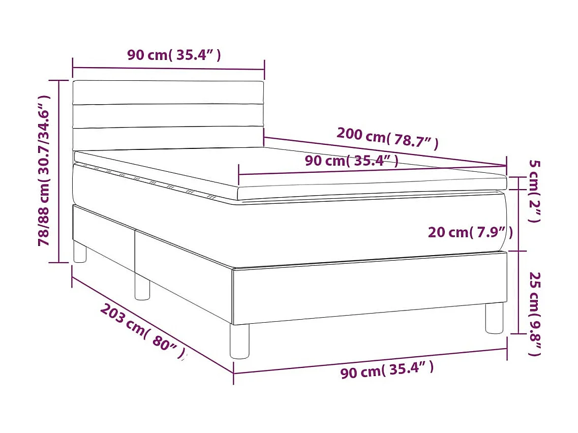 Lattenbodem met matras Blauw 90x200 cm Stof