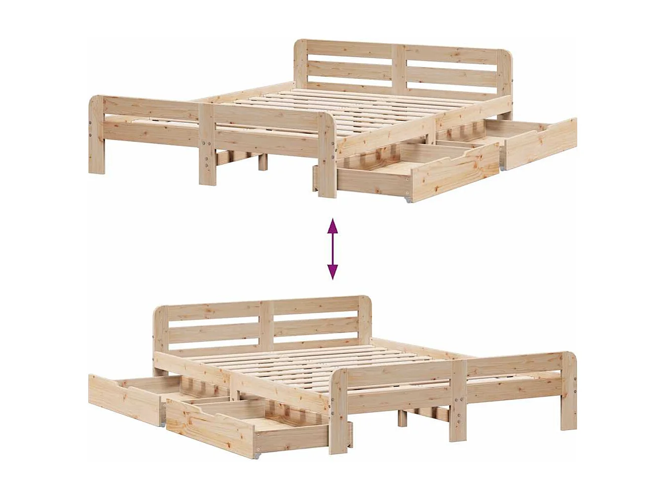 Estructura de cama sin colchón 150x200 cm madera maciza de pino