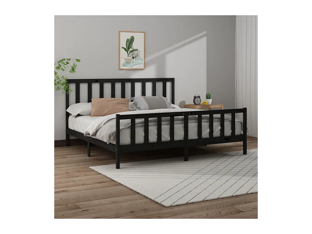 Bettgestell ohne Matratze schwarz 200x200 cm Kiefer Massivholz