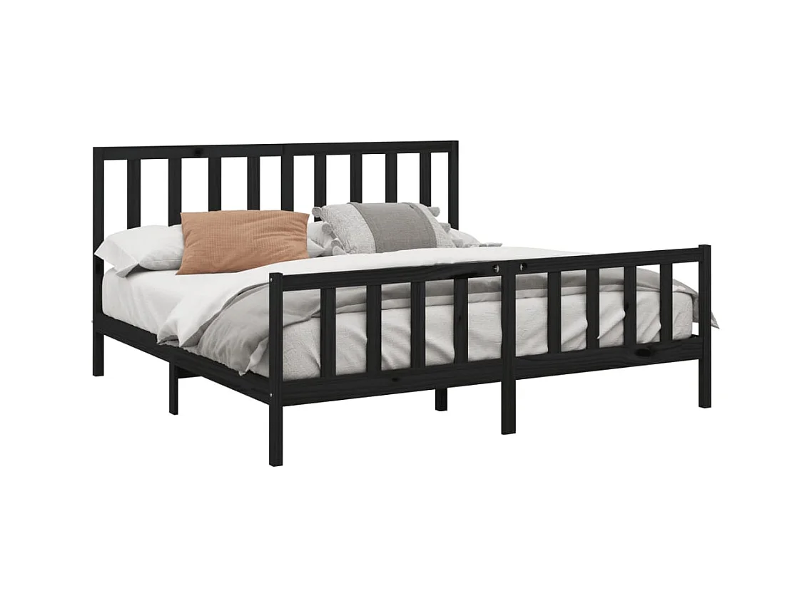 Bettgestell ohne Matratze schwarz 200x200 cm Kiefer Massivholz