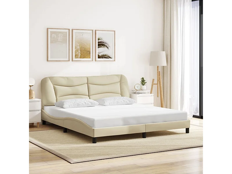 Bedframe zonder matras crème 180x200 cm stof